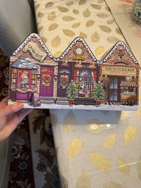 Holiday Embossed cookie/ candy tin 13 x 7.25 inches